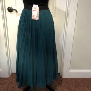 New Band Of The Free Women's Pine‎ Teal Pleated Maxi Skirt XS, Elegant & Flowing